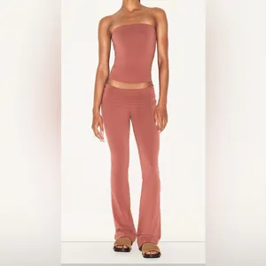 SKIMS Cotton Jersey Fold Over Pants – Redwood – Size L – NWT‎ thumbnail 2