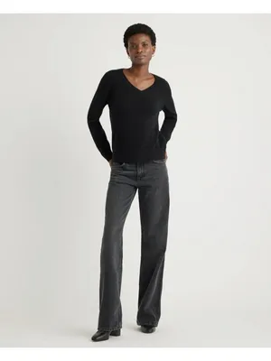 Quince Mongolian Cashmere V-Neck Sweater Black Size M thumbnail 6