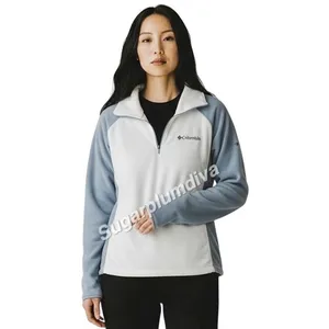 Columbia Artic‎ Air Fleece Grey White Quarter Zip Top Pullover SMALL Cozy Casual thumbnail 2