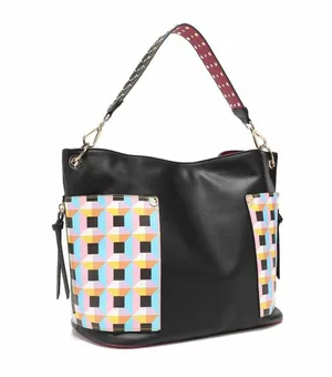 Nicole Lee Black and Pink checkered Handbag with studded strap thumbnail 2