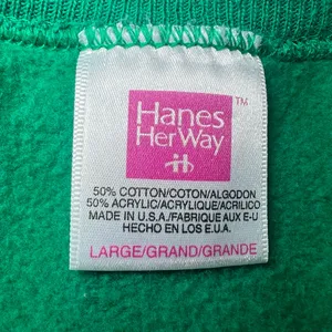 Hanes Vintage 90s‎ Christmas Sweatshirt Womens Large Green Crew Neck Motif Retro thumbnail 8