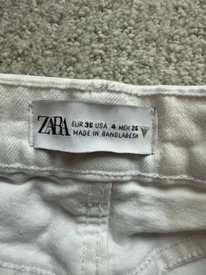 ZARA White Denim Shorts thumbnail 3