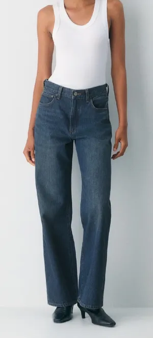 Aritzia Denim Forum The Farrah High Rise Wide Leg Jeans 30 L size 28 Dark Blue thumbnail 1