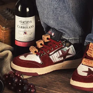 Red Wine Star Unisex Burgundy Red Fashion Skate Sneakers Men 5.5. Women 7 thumbnail 2