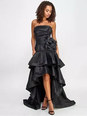 City Studio Strapless High-Low Taffeta Gown Dress in Black, Size 0, NWT $219 thumbnail 3