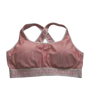 Under Armour Sports Bra Women XL Pink Logo Crossback Compression Athleisure thumbnail 3
