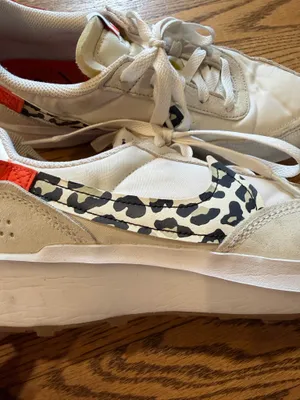 Nike Waffle Debut Sneakers White Orange Leopard thumbnail 6
