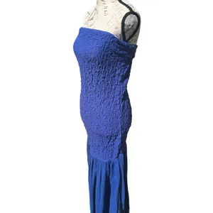Anthropologie NWT Celadine Strapless‎ Popcorn Midi Dress Smocked Blue Size Small thumbnail 4