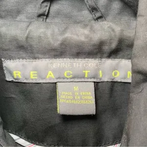 Kenneth Cole Reaction Black Trench‎ Coat Medium Belted Double Breasted thumbnail 6
