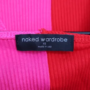 Naked Wardrobe Pink Red Colorblock Ribbed Midi Dress XS Racerback thumbnail 4