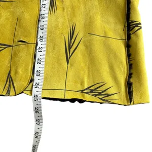 Robert Kitchen Faux‎ Suede Faux Fur Leaf Print Jacket Sz M Yellow Brown thumbnail 8