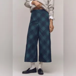 Anthropologie Maeve Taffeta Printed Pull On Structured Cropped Wide-Leg Pants thumbnail 2