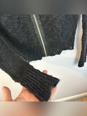 Widow Black Open Knit Long Sleeve Zipper Front Long Sweater Size XS Dollskill thumbnail 5