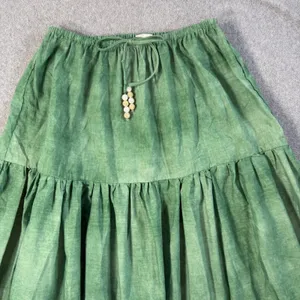 SundayUp Women's Medium Green Tiered Maxi Skirt Elastic Waist Drawstring Beaded thumbnail 4