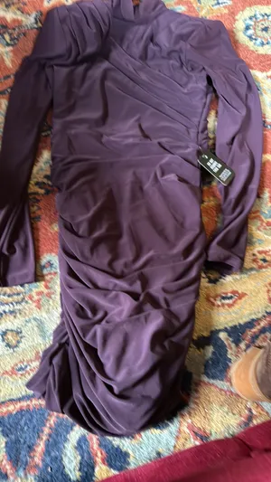 EXPRESS NWT Purple Body Con Ruched Dress thumbnail 4