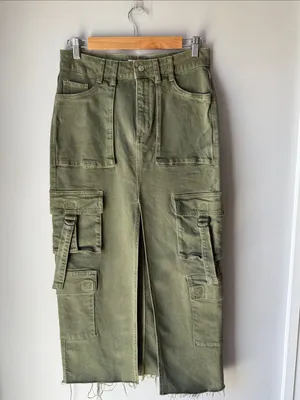 PacSun Olive Cargo Maxi Skirt thumbnail 2