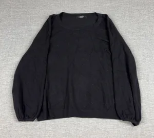 August Silk Sweater Womens M Black Rayon Nylon Crew Neck Tight-Knit Pullover thumbnail 1