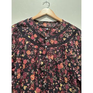 Loft Floral Clip Tiered Button‎ Puff Sleeve Fall Floral Dress Size Medium Tall thumbnail 6