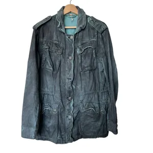 Free People Double Cloth Jacket Military Drawstring distressed tie dyed Size S thumbnail 2