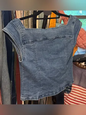 NWT Free People Marilyn Denim Corset - skylight light denim - medium thumbnail 12