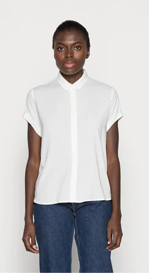 Samsoe Samsoe Office Career Shirt Womens Medium Majan Short Sleeve Shirt White thumbnail 1