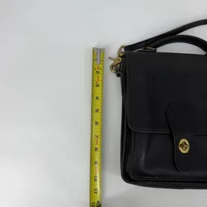 Vintage Coach NYC‎ Black Leather Top Handle Crossbody Turnlock Bag thumbnail 11