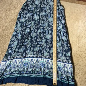 Roper Paisley Boho Sleeveless Dress Womens XL Blue V-Neck Border Print Rayon thumbnail 5