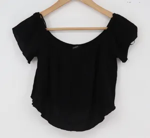 Forever 21 Crop Top Womens S Off The Shoulder Black Flutter Sleeve Excellent thumbnail 1