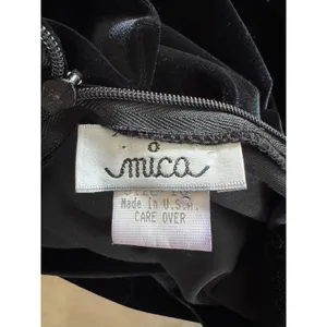 Vintage ‘90s Mica Black Velvet Mock Neck Short Sleeve Bodycon Maxi Dress thumbnail 7