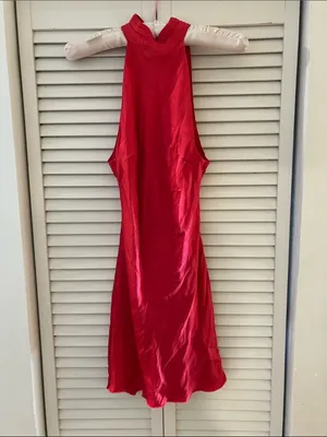 Meshki Claire Red Sleeveless Satin Dress Altered Mini Size XS thumbnail 3