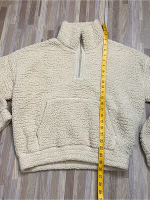 Offline by aerie Cream Sherpa Half-Zip Oversized Pullover Women’s Size Small thumbnail 2