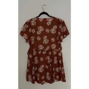 Madewell Women's Wrap Floral Print Mini Dress Burnt Orange/ Rusty Size XL EUC thumbnail 4