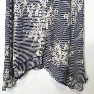 Womens Floral Handkerchief Layered Hem Midi Skirt Size L Blue Flowy Asymmetric thumbnail 5