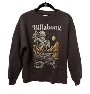 Billabong Hawaii 1973 Graphic Sweatshirt Charcoal Gray Pullover Medium thumbnail 1