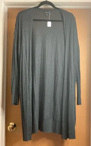 Trouvé Long Open-Front Women's Cardigan Sweater - grey Size-Medium thumbnail 1