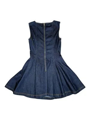 Avec Les Filles 𖦹 Sleeveless A-Line Skater Mini Dress 𖦹 Royal Rinse Denim 𖦹 0 thumbnail 7