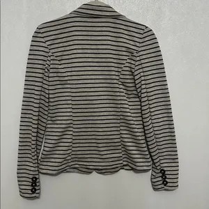 Check & Stripe Women Blazer Gray Black Horizontal Stripe Soft Knit Medium thumbnail 4