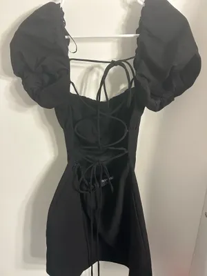 Zara Black Puff Sleeve Mini Dress thumbnail 5