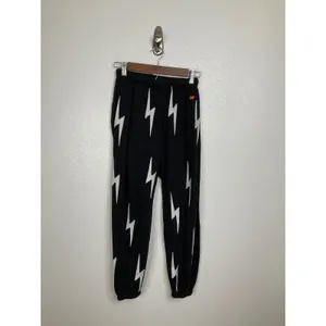 Aviator‎ Nation Bolt Sweatpants Black White Lightning Bolt Joggers Small thumbnail 2