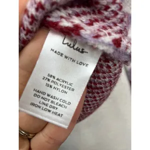 Lulus Floral‎ Checkerboard Sweater Long Sleeve Crewneck Ivory Lilac M New thumbnail 5