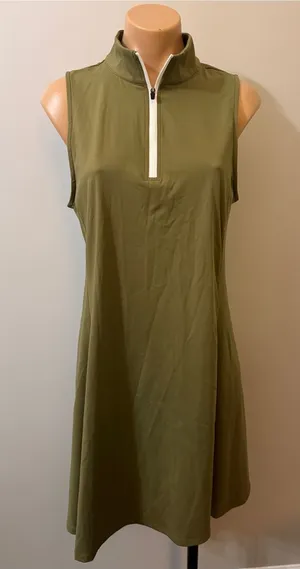Olive Green Large Women’s Athletic Dress Athleisure Quarter Zip Tennis Errands thumbnail 1