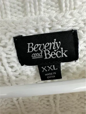 PacSun Cotton Beverly and Beck Heart Cable Knit Crew Neck Sweater White NWT XXL thumbnail 9