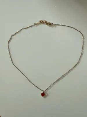 Brandy Melville Gold Red Heart Necklace thumbnail 2