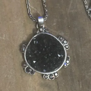 Lucky Brand Black Druzy Stone Pendant Necklace thumbnail 3