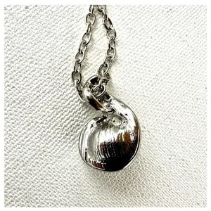 Faux pearl rhinestone silver tone pendant necklace thumbnail 6