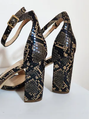 Madden Girl Beella Brown Faux Snakeskin Heeled Sandals Size 6 thumbnail 5