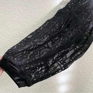 Free People Dream Team Black Velvet Lace Blouse Sz S thumbnail 11