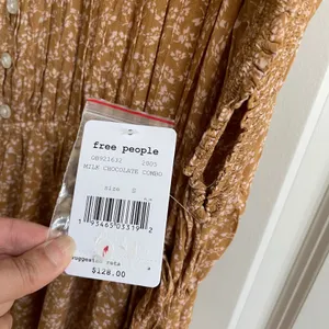 Free‎ People One Fine Day Mini Dress Women S Brown Floral Cottagecore Pleated thumbnail 10