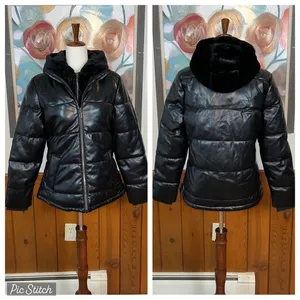Super Cool How Dare U Faux Leather Parka! Size L thumbnail 2