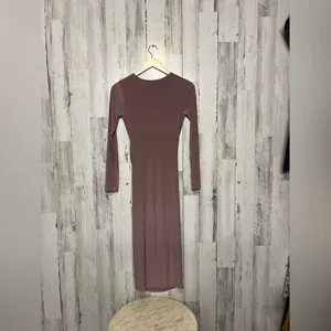 Windsor Ruched Faux Wrap Maxi Dress Womens Small Mauve Purple Long Sleeve Bodyco thumbnail 3